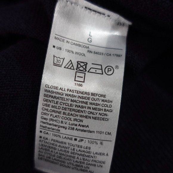 Navy Blue Merino Wool Sweater Mens Large Classic Soft 1/4 Zip BANANA REPUBLIC - Picture 10 of 11
